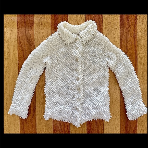 RARE VINTAGE 1990s ISSEY MIYAKE WHITE PUCKERED CARDIGAN TOP HEDGEHOG PORCUPINE M - Picture 7 of 7